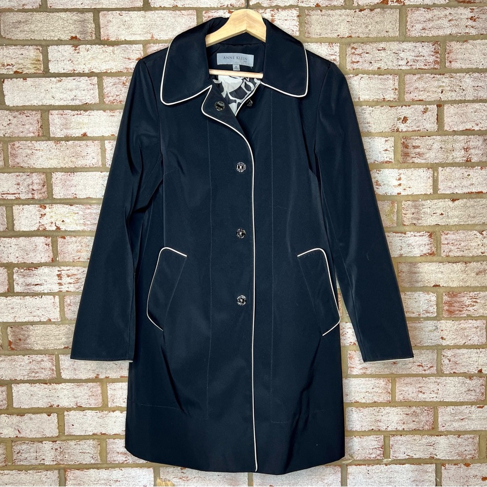 Anne Klein trench coat black with beige trim size S